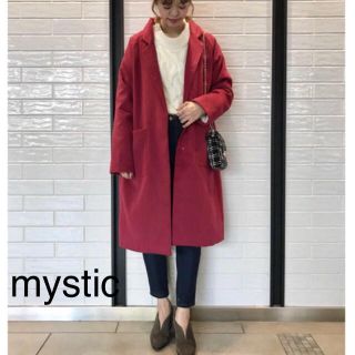 mystic 起毛 チェックコート チェスターコート レッド チェスター