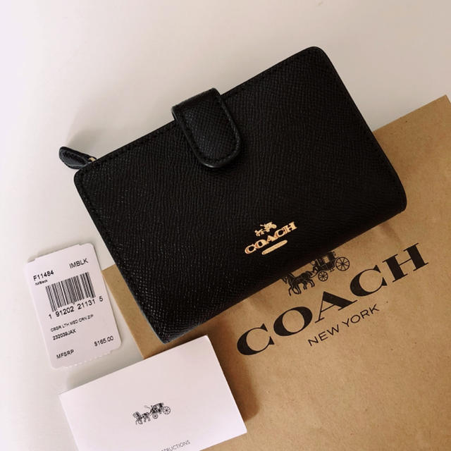 COACH コーチ折り財布ブラック黒色二つ折り財布