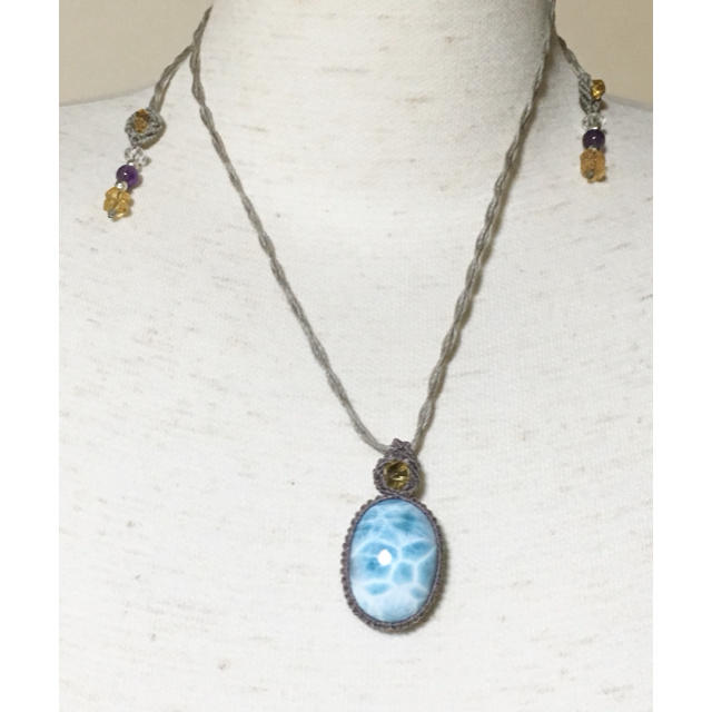 ラリマー マクラメ編みネックレス