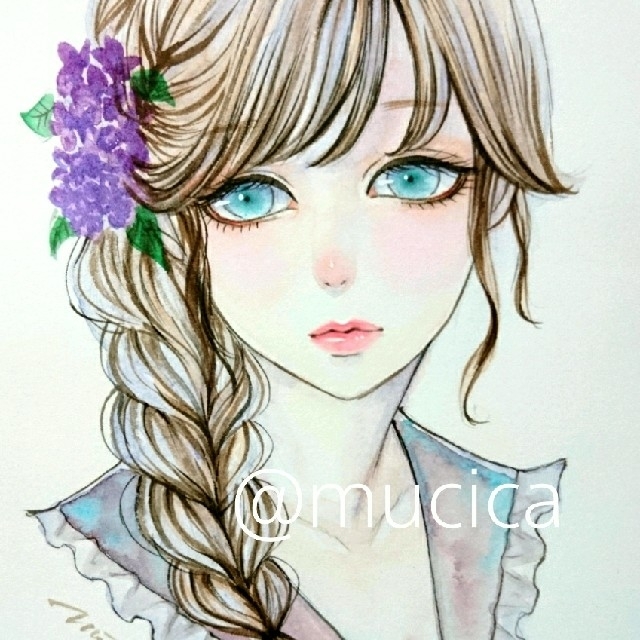 専用 画 美人画 原画 手描きイラスト 水彩画 和装 正月 専用 手描き