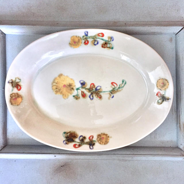 伊藤聡信さん 印判七寸皿 21cm 伊藤聡信さん 印判の大皿 オーバル 伊藤