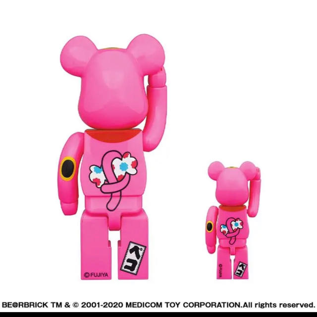 BE@RBRICK 招き猫ペコちゃん 蛍光ピンク