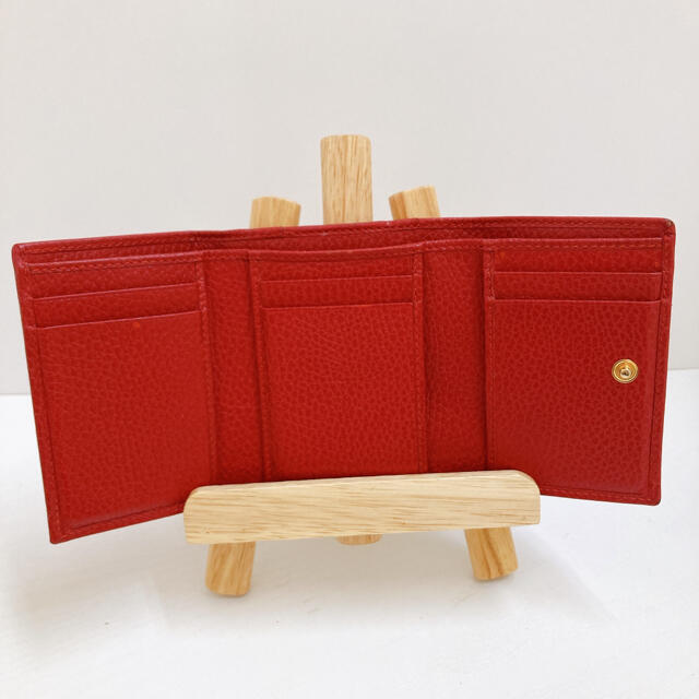 GUCCI】 プチ マーモント レザー 三つ折りウォレット レッド