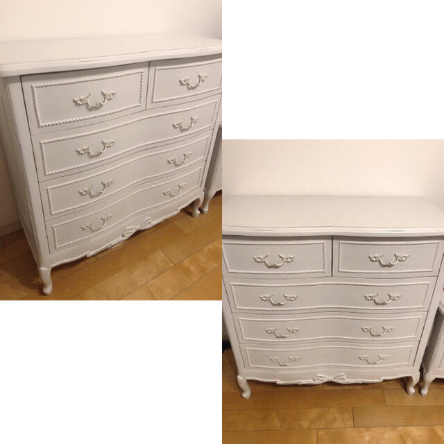 アンティーク風 猫脚 姫家具エレガントコモ ラウンド3段チェスト