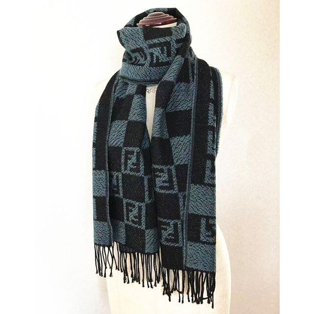 ☆FENDI☆ ズッカ ズッキーノ リバーシブル マフラー ホワイト グレー