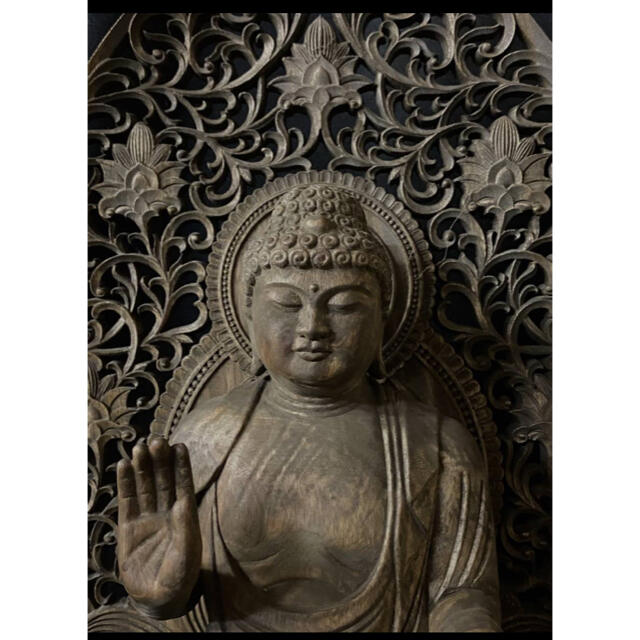 高62cm 井波彫刻 一刀彫り 仏教工芸品 時代彫刻 香樟材 薬師如来座像