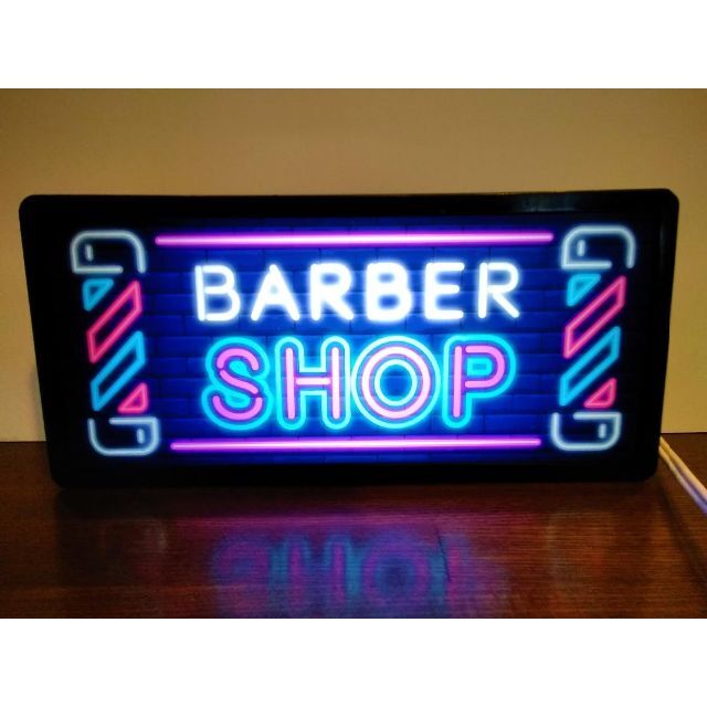 Lサイズ】バーバー 理容室 ヘアーサロン 床屋 看板 置物 雑貨 ライト