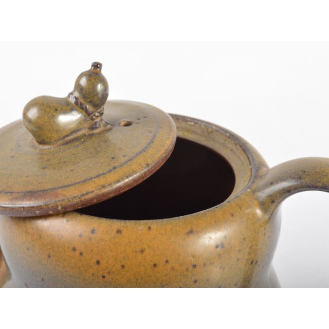 中国 節約 茶葉末釉 蕎麦釉瓢箪摘み 急須 茶壷 M R4549 中国 茶葉末釉