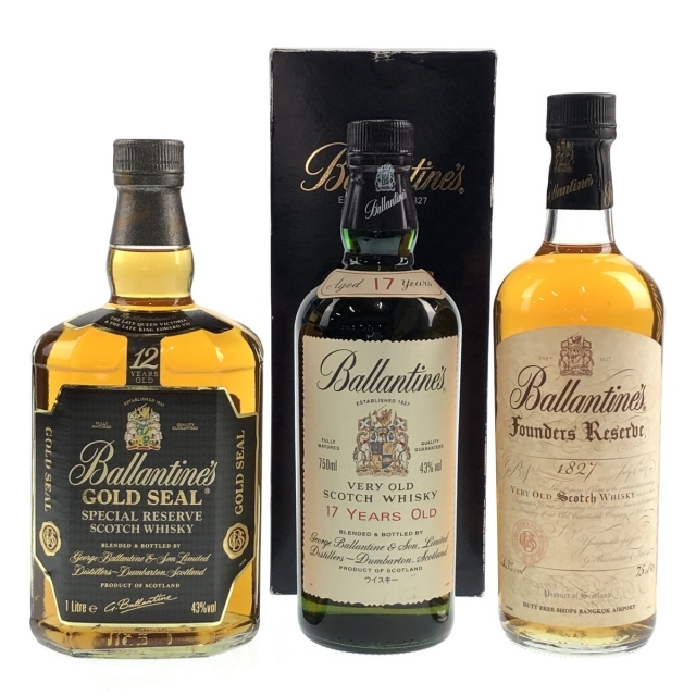 3本 バランタイン 12年 ゴールドシール 17年 ファウンダーズリザーブ 酒