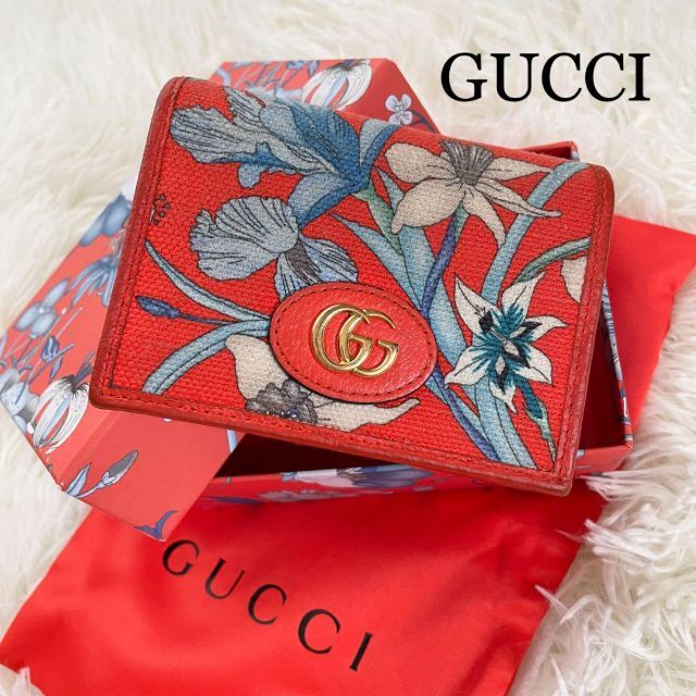 希少] GUCCI 二つ折り財布GGマーモントフローラ日本限定