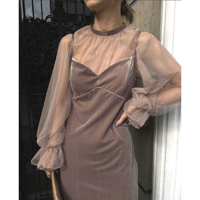 Ameri VINTAGE - Ameri【タグ付新品】ベロア チュール ドレス