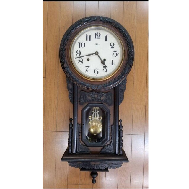 掛け時計 振り子時計 大正時代 アンティーク 柱時計 clock a weekの
