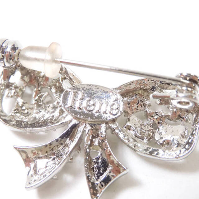 René リボンモチーフブローチアンティーク加工