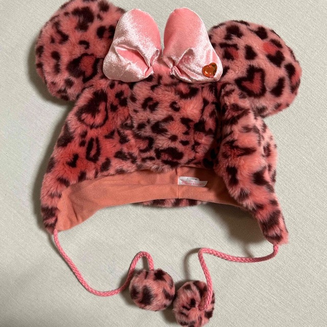 ヒョウ柄 ピンク黒ミニーファンキャップ ディズニー ファンキャップ