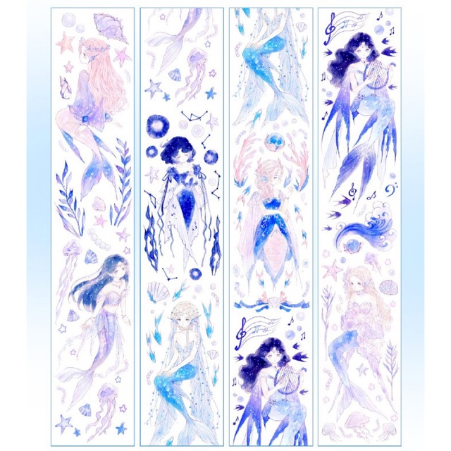 海外 柠檬树 女の子 人物 装飾 人魚 レトロ マスキングテープ 4巻