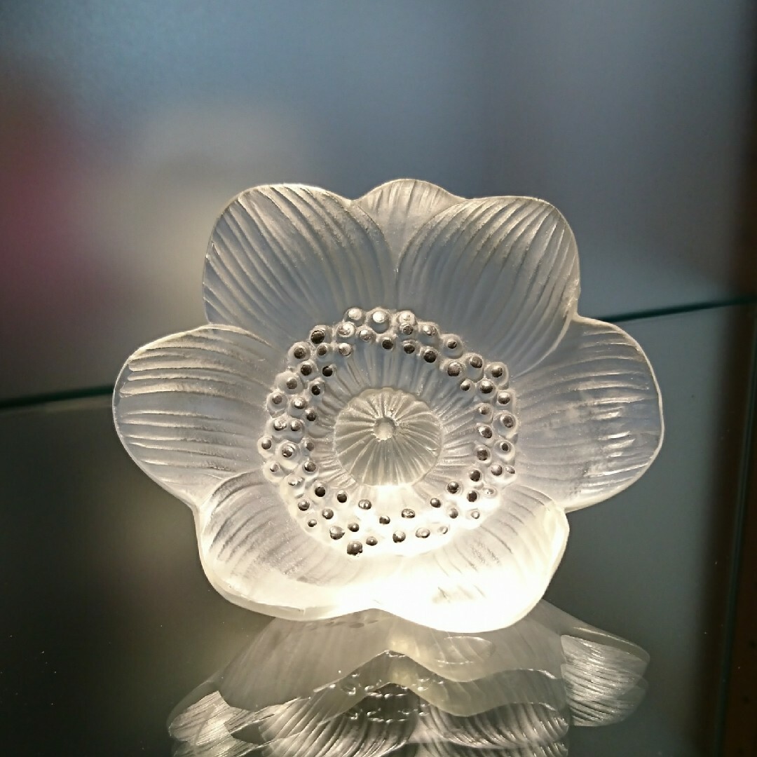 美品◇ルネ ラリック Lalique アネモネ ペーパーウェイト 文鎮 置物