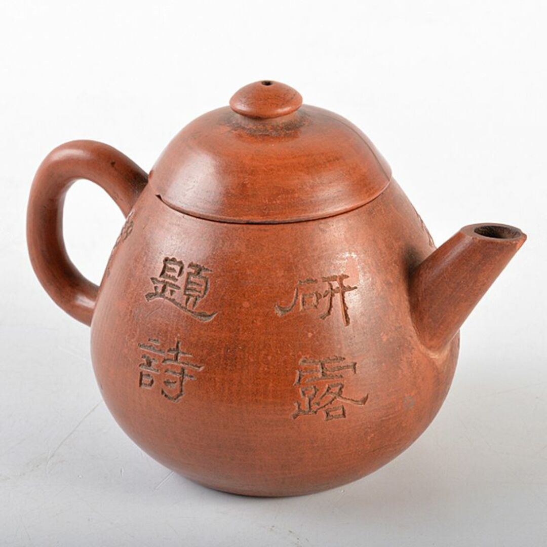 中国 紫砂 朱泥 花形 蝶摘 急須 茶壷 在銘 M R5878