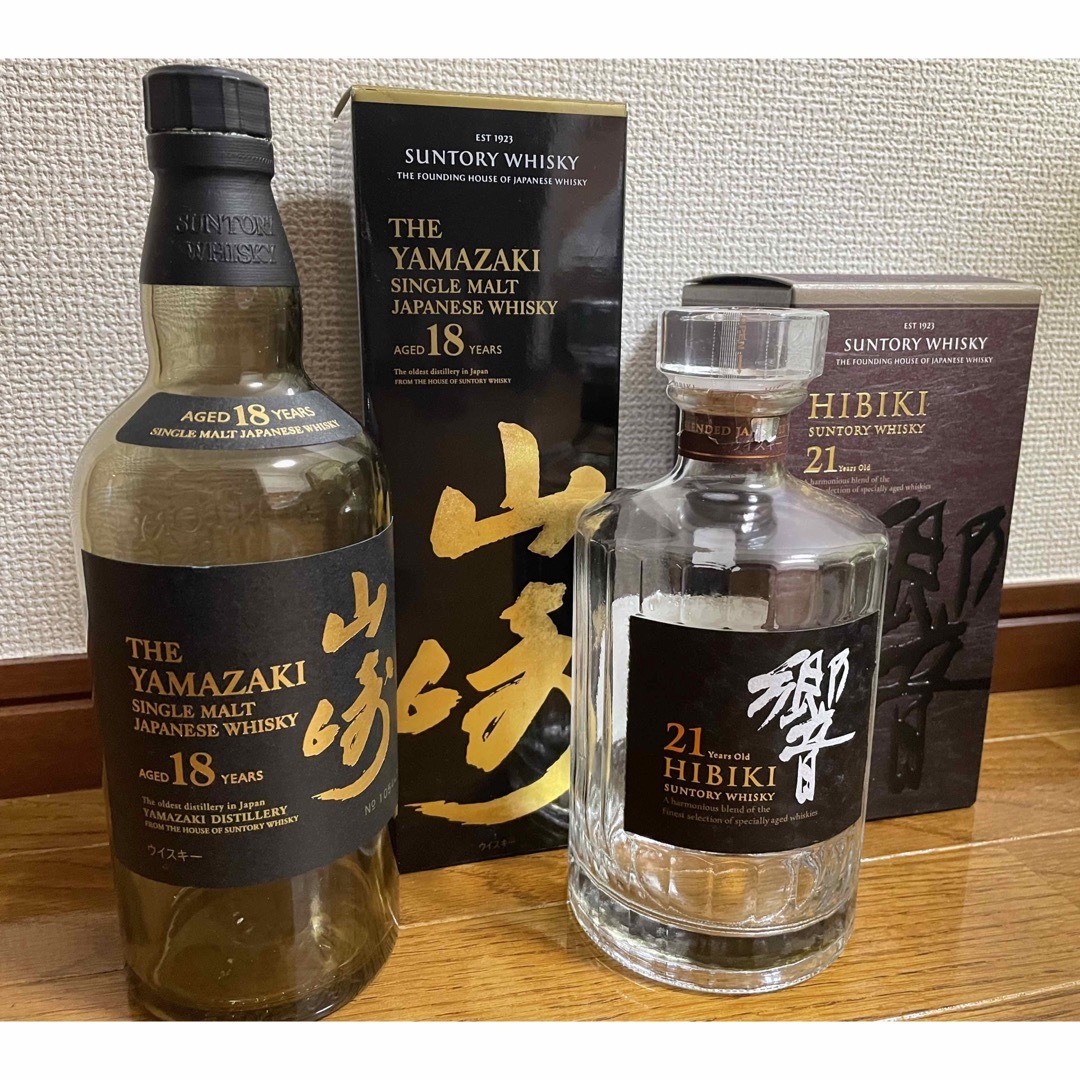 響 21年 & 山崎 18年 から瓶、空箱セット サントリー - サントリー山崎18