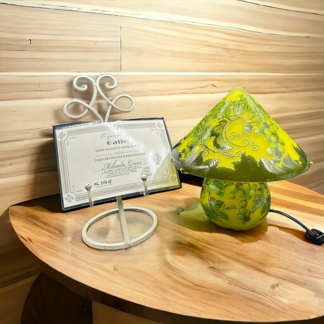 証明書】エミールガレ2灯カメオ彫り被せガラスフロア照明ナイトスタンド