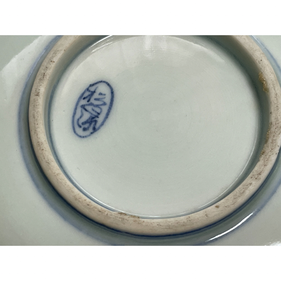 アンティーク骨董染付牡丹唐草文様小皿銘々皿杉緑銘