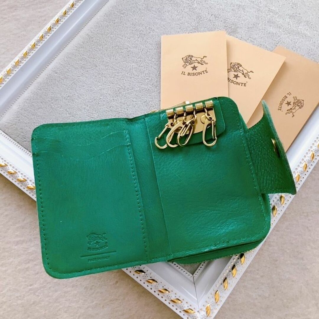 新品 イルビゾンテ キーリング キーケース グリーン 緑 ヴェルデ 美品