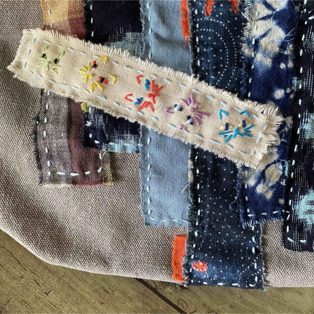 リメイクバッグ トートバッグ 襤褸 藍染 古布 刺し子 ねこの通販 by