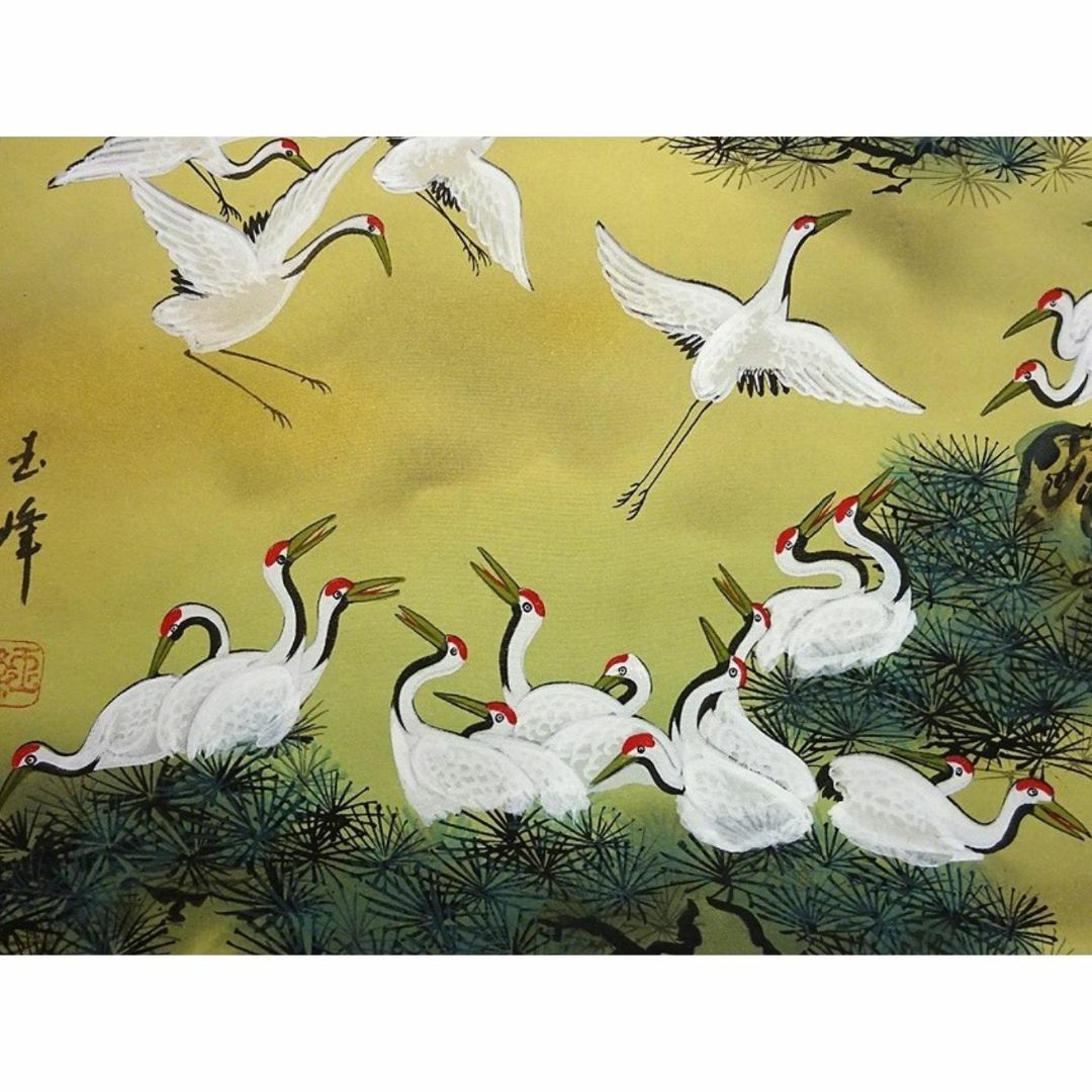 真作】掛軸 丸尾玉琳『老松に鷹之図』紙本 共箱付 掛け軸 a100816 真作