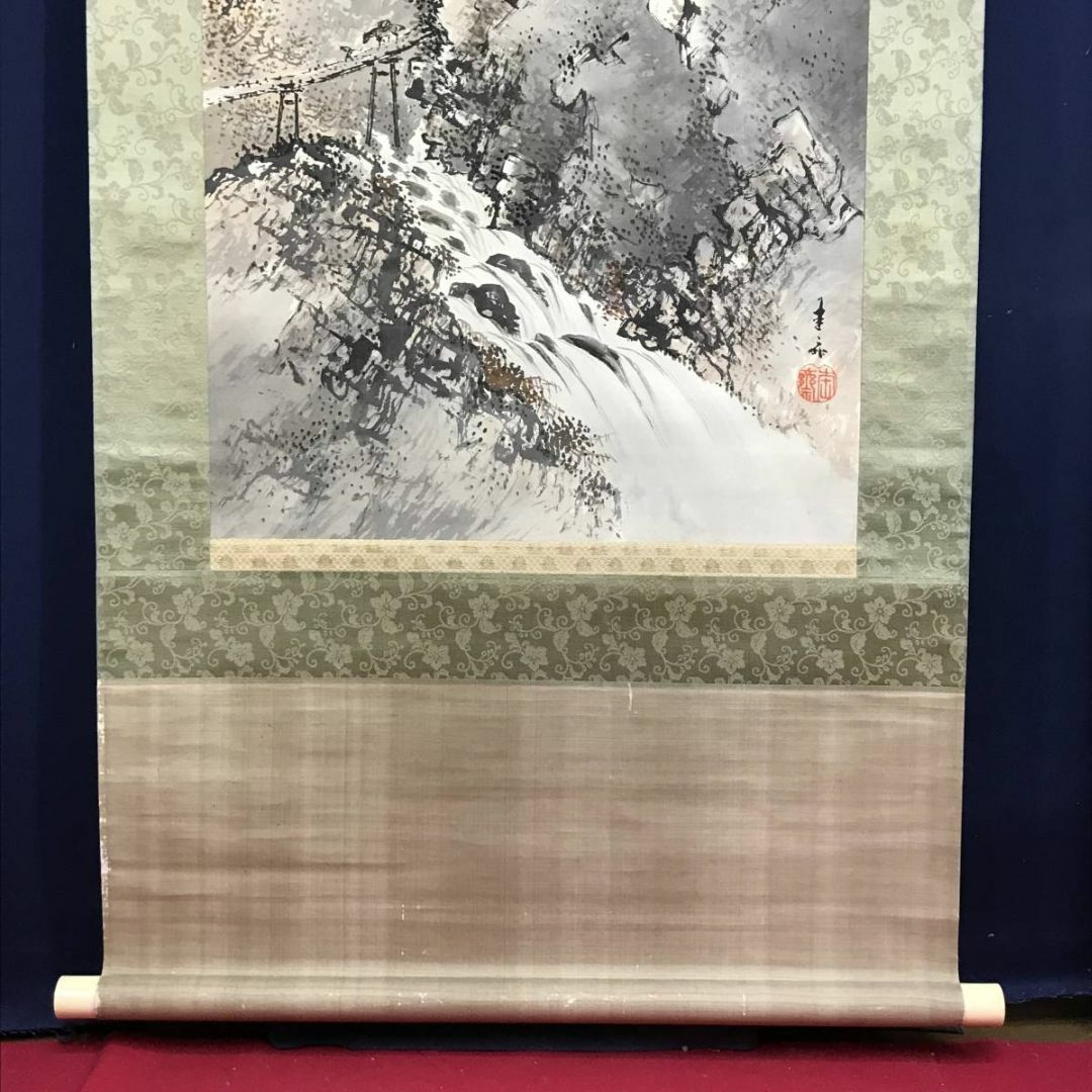 真作】大西圭斎/秋景山樵図/山水図/深山帰樵図/掛軸/