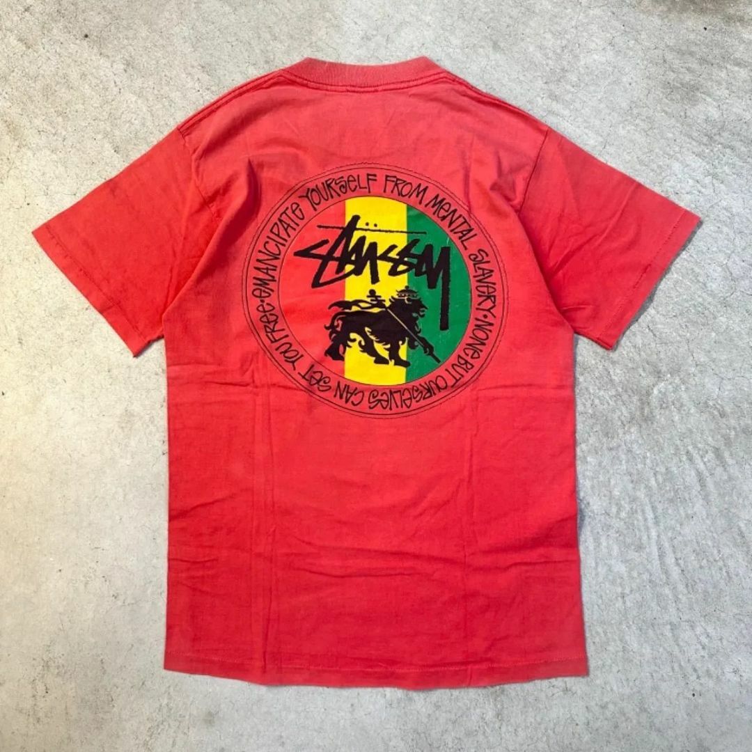 オールド ステューシー ) ラスタ デカロゴ ブラック Tシャツ old