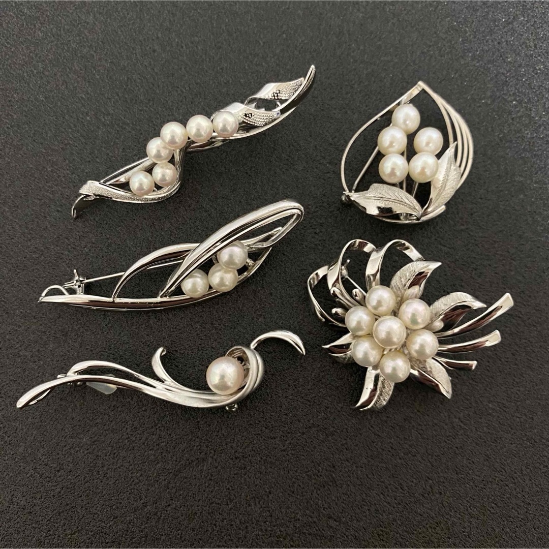 290【タサキ】シルバー パール ブローチ ブローチ5点 TASAKI 田崎真珠