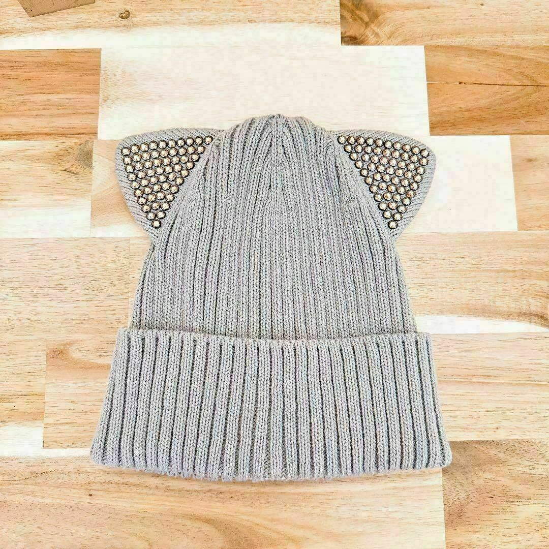 カシララインストーン付き猫耳ニット帽 Ca4la ネコ耳 ニット帽 ライン