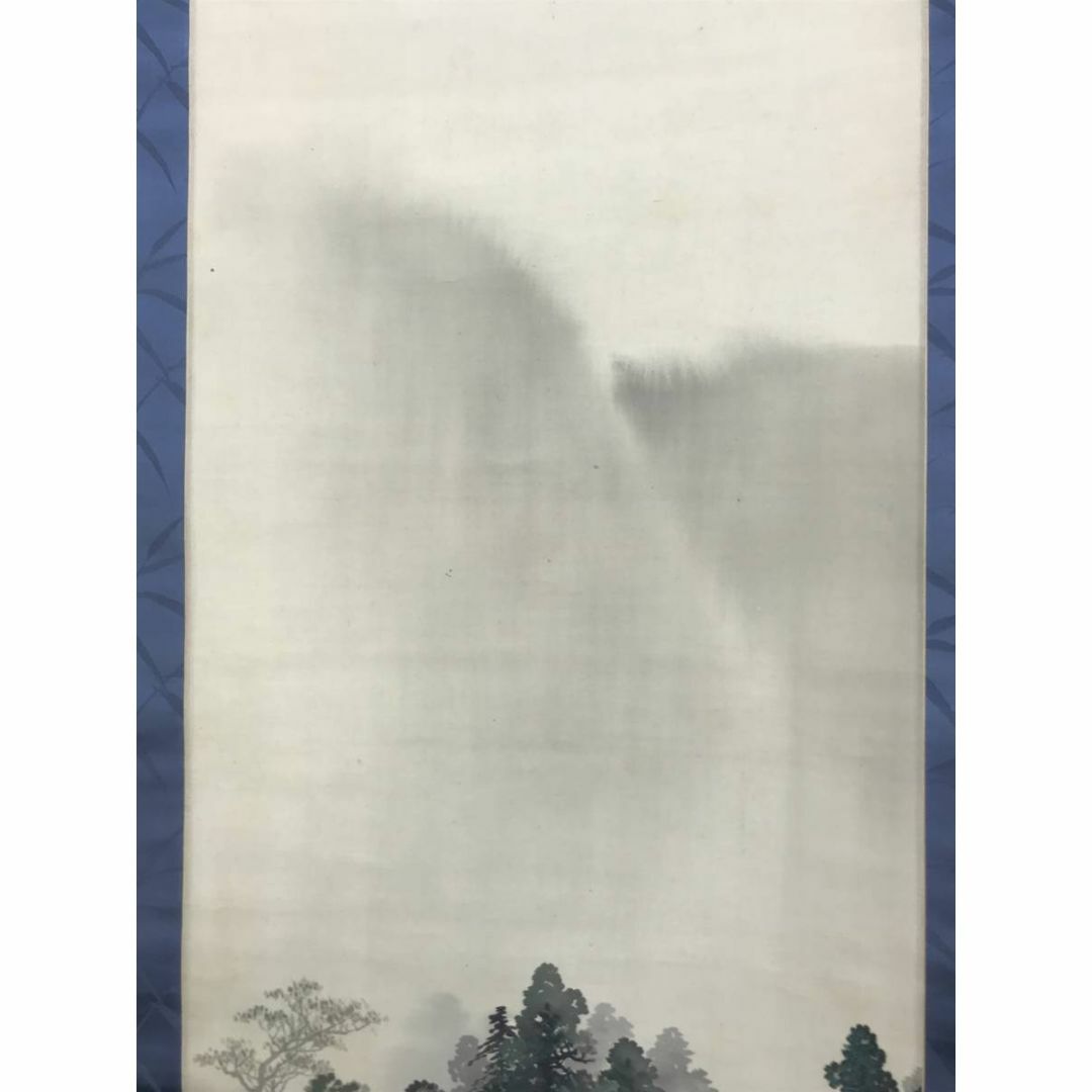 真作/西村秀岳/孤村新藹/こそんしんあい/新緑田家図/掛軸/名家伝来/AE-33