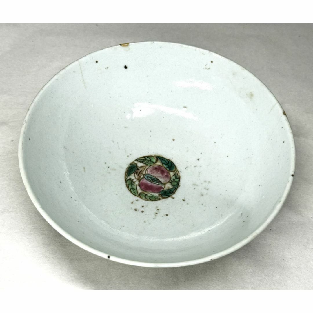 清 同治時代 粉彩花卉紋碗 歴史唐物 琺瑯彩 伝世品焼物 ウブ品 WWTT003