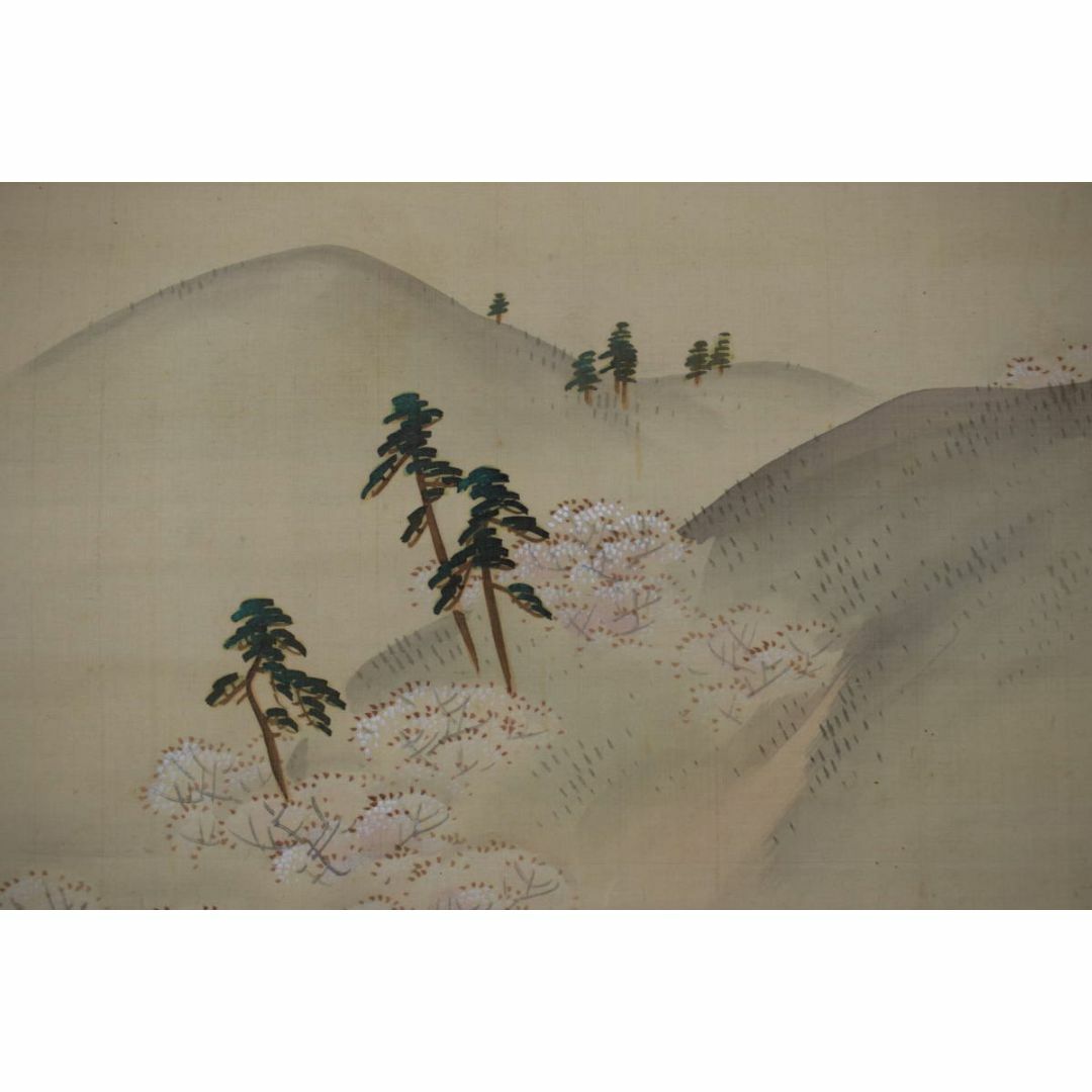 真作】吉村了斎/孝文/春秋之図/桜花紅葉図/双幅/掛軸☆宝船☆Y-707JM