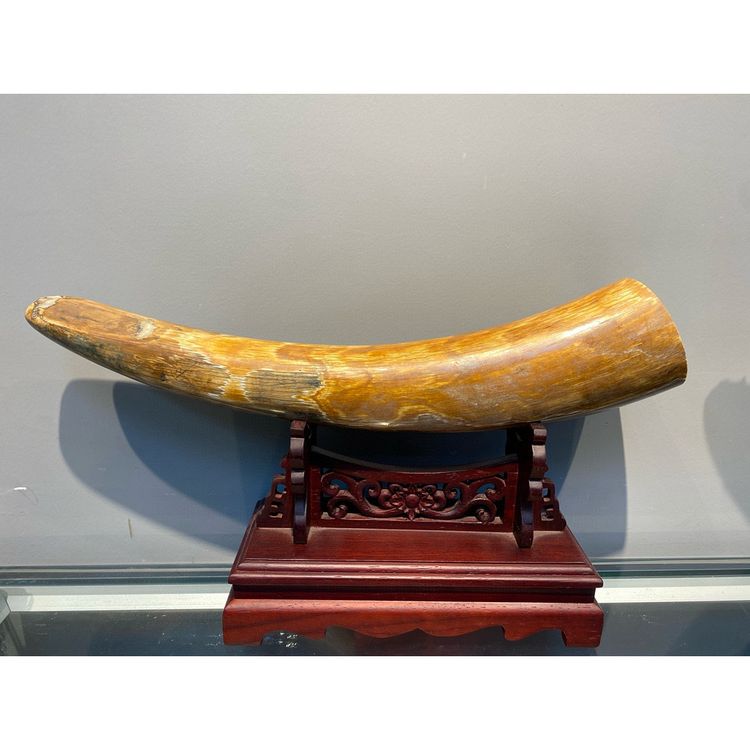 天然マンモス牙精巧な手作り彫刻順風満帆 置物 天然マンモス牙精巧な