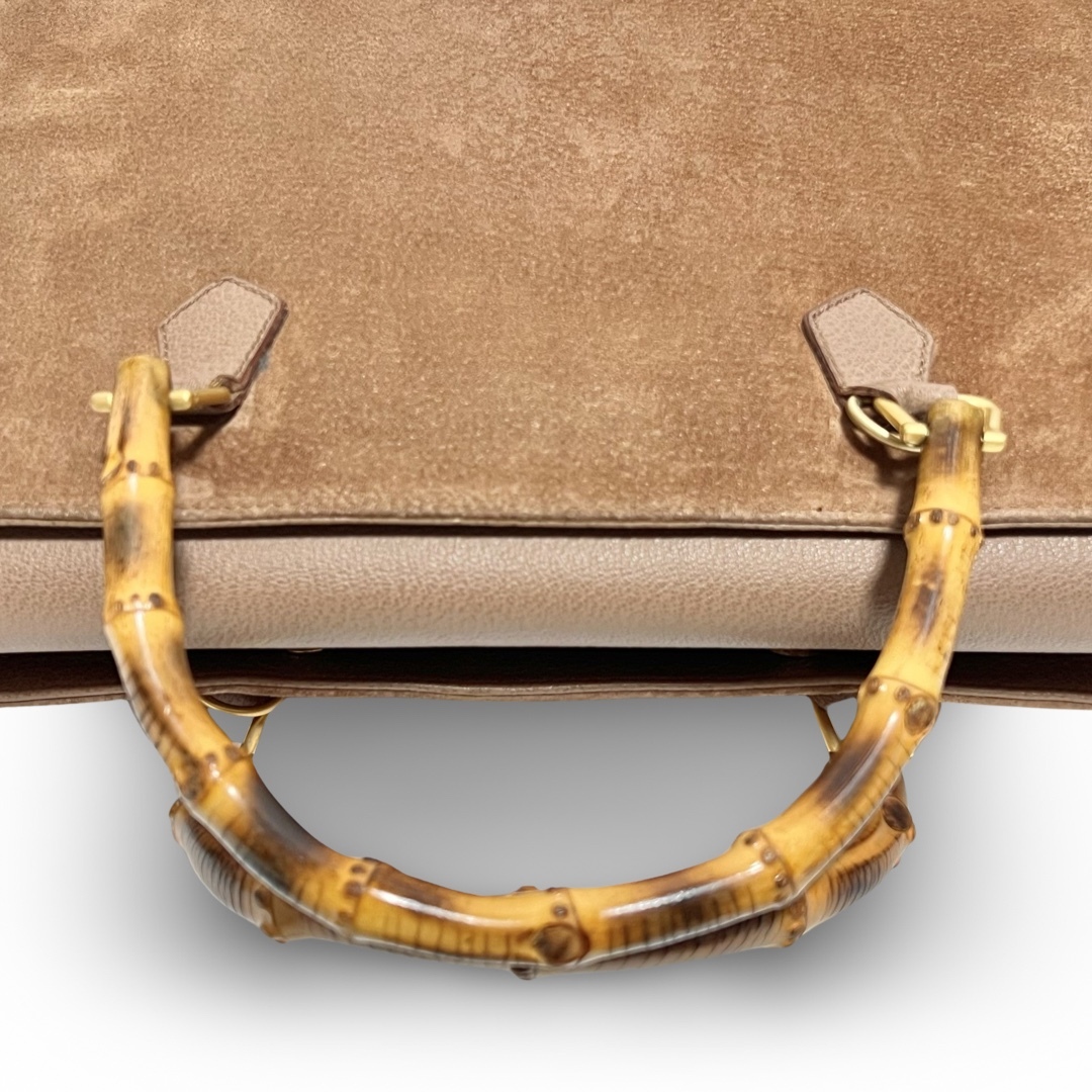 GUCCI - GUCCI オールドグッチ バンブー スエード ハンドバッグ トート