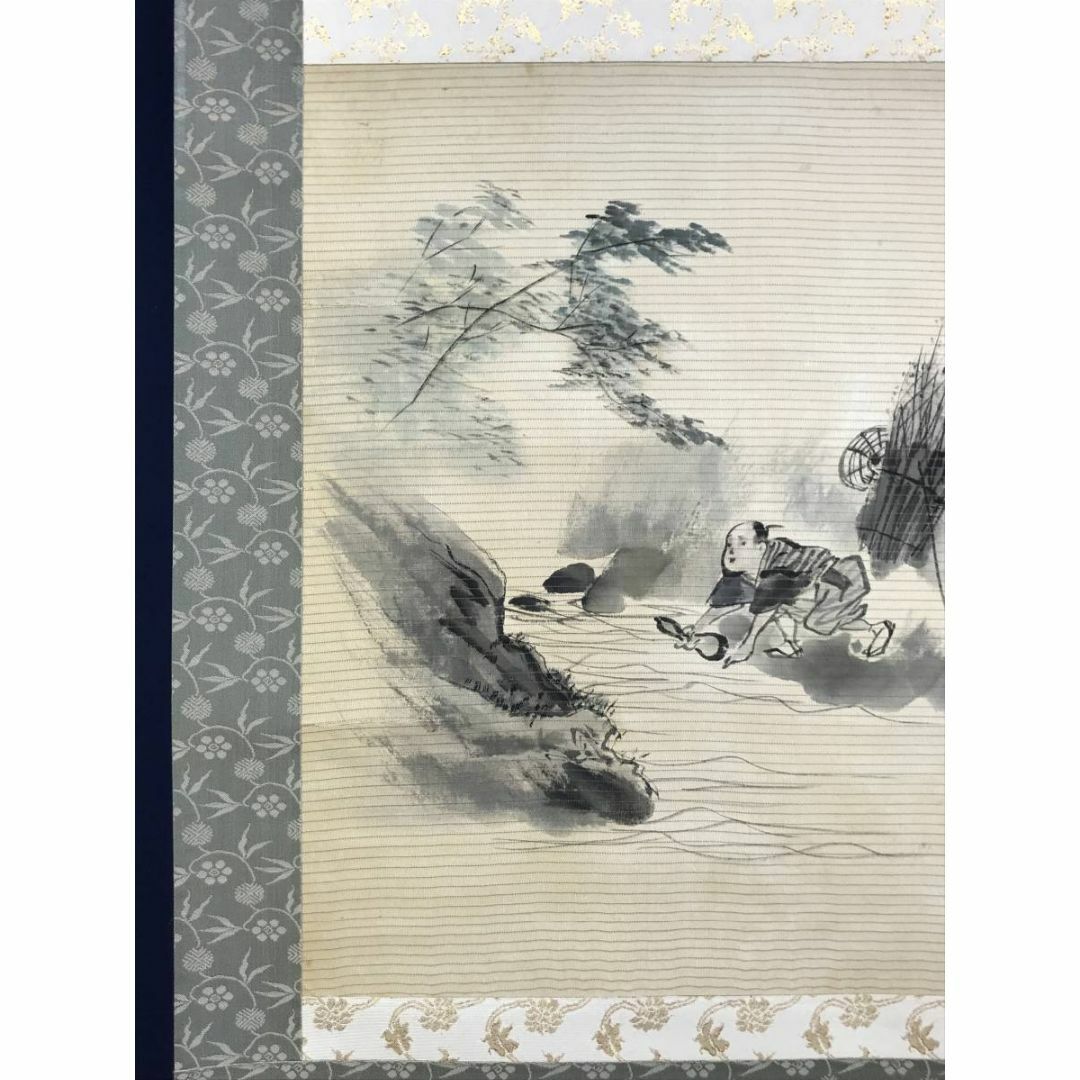 真作】堀江春斎/秋聲/秋景山水図/横物/掛軸/名家伝来/AD-165 真作