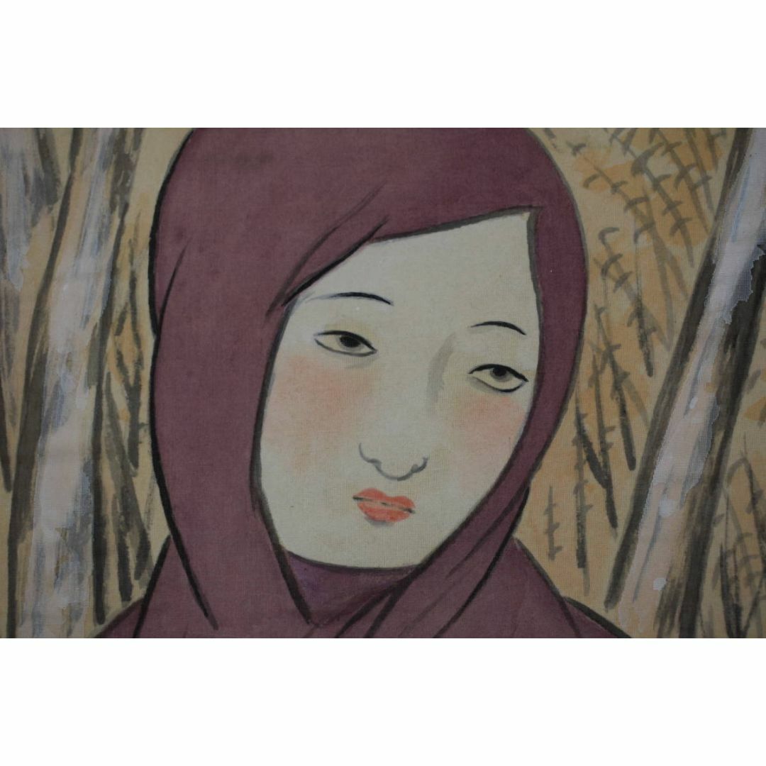 竹久夢二/美人画/北方の冬/木版画額/掛軸☆宝船☆Y-