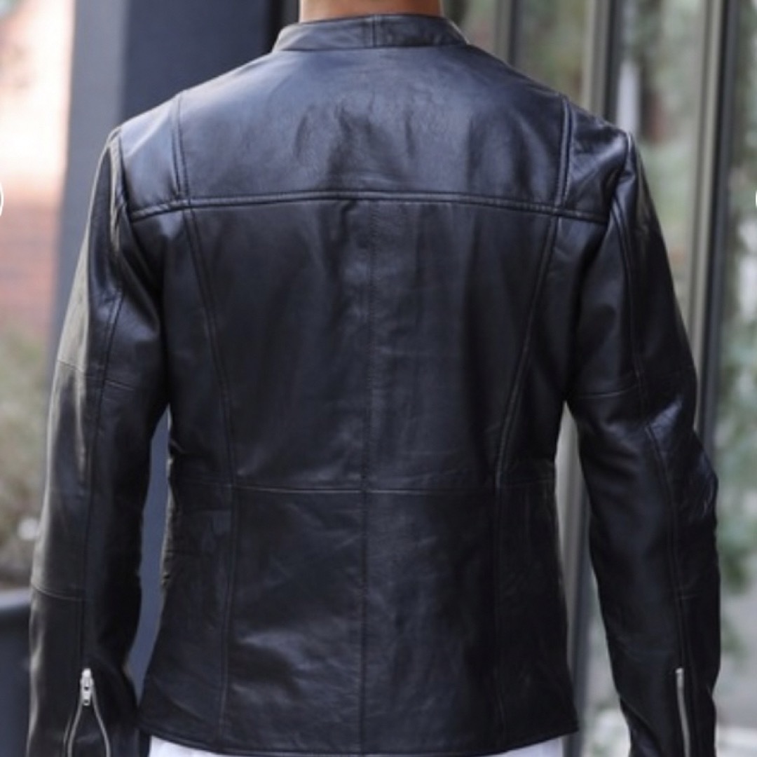 新品】roshell 本革 シングルライダースジャケット M ブラックの通販