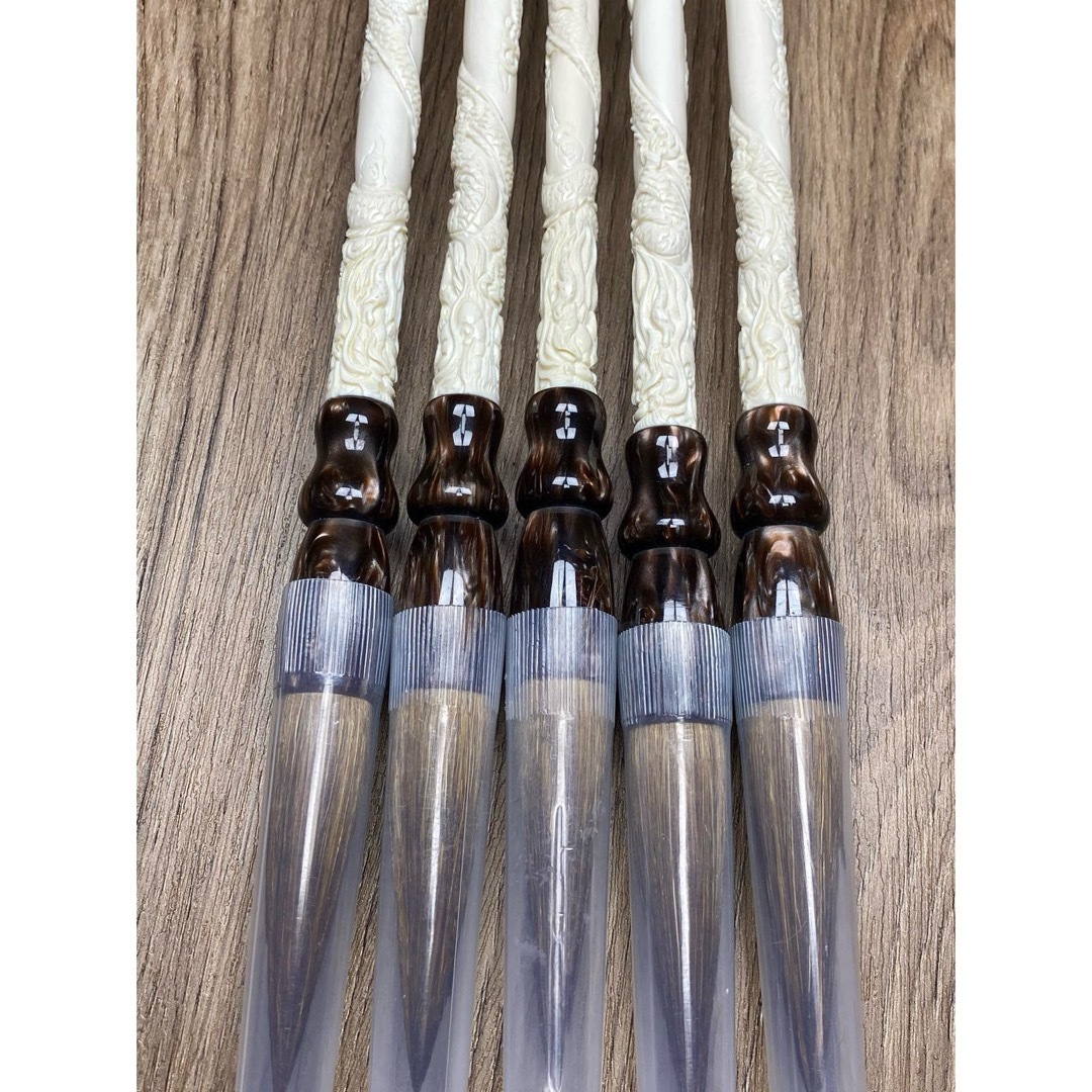 天然マンモス牙美しい手作り彫刻 彫龍 毛筆