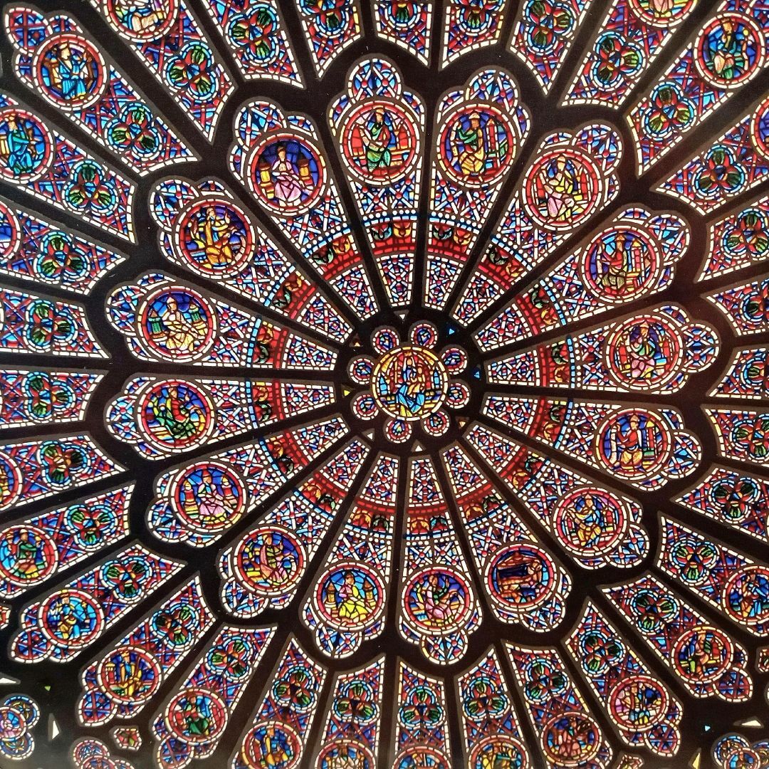 大判ノートルダム大聖堂(パリ)ステンドグラス 北のバラ窓 グラス