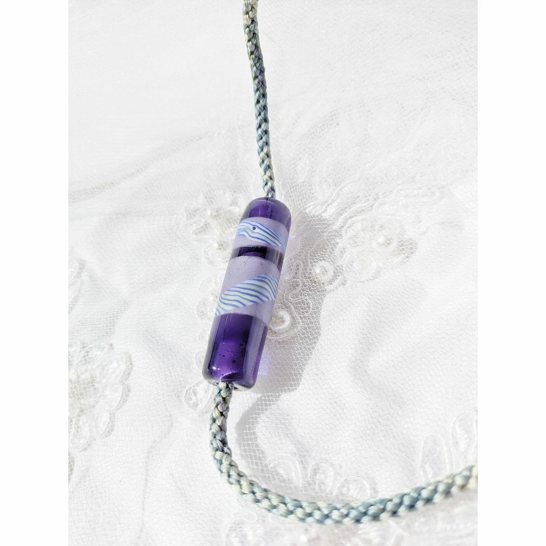 吉田正子トンボ玉（貳拾捌） 「瓶型」皮ひもネックレス ガラス玉に込め