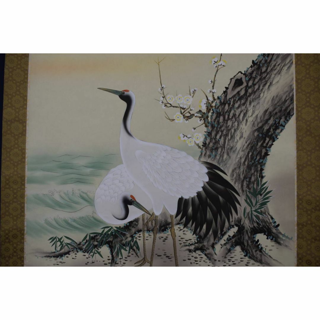 真作】土佐光貞/高砂松竹梅鶴亀図/祝事掛/三幅対/掛軸☆宝船☆Y-811JM