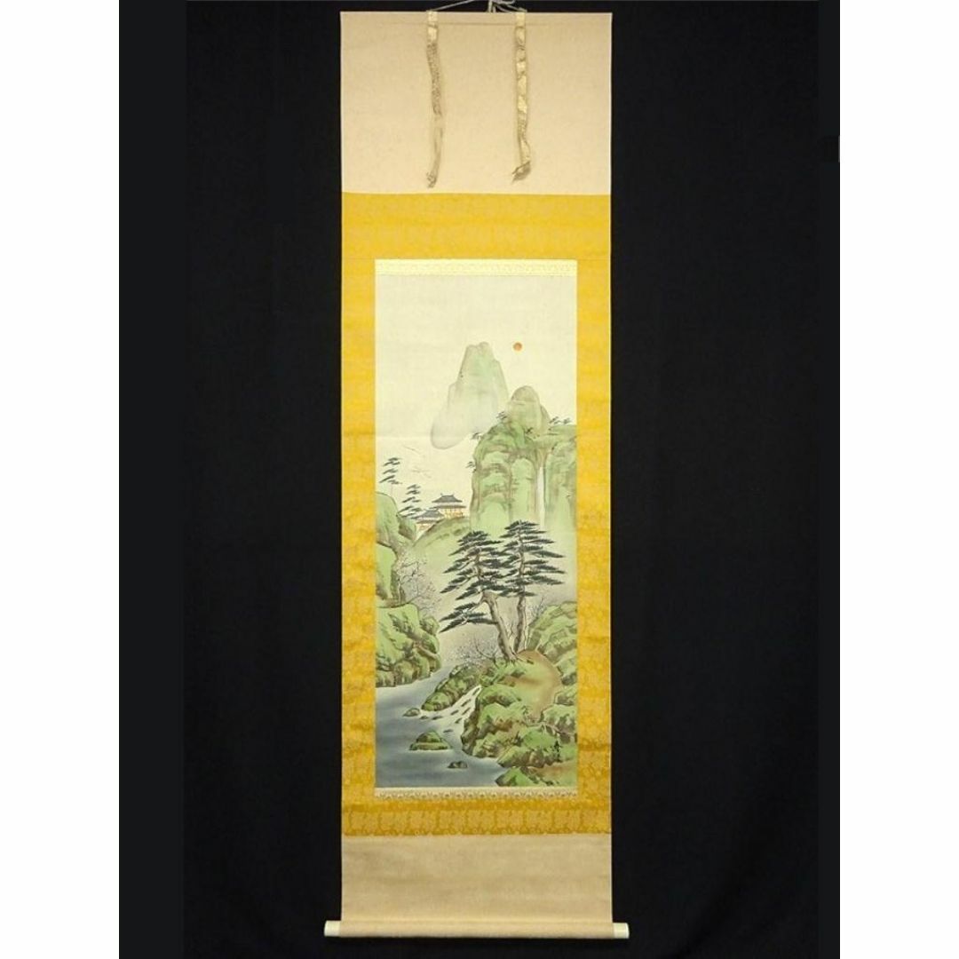 真作/土佐光起/山水人物図/布袋屋掛軸HH-24 真作/土佐