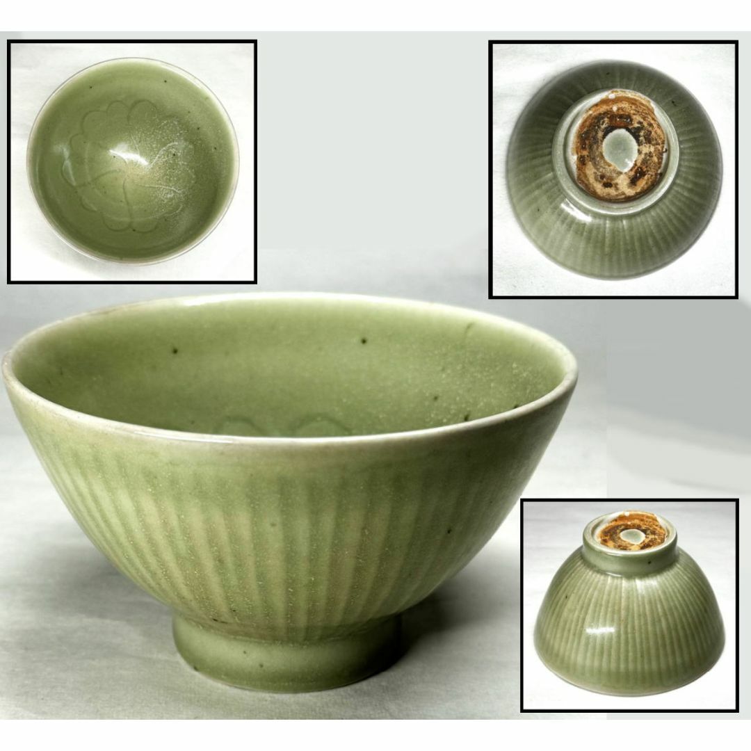 元時代 青磁 龍泉窯茶盞 青磁茶碗 唐物 古賞物 時代物(D-84) 【公式通販】