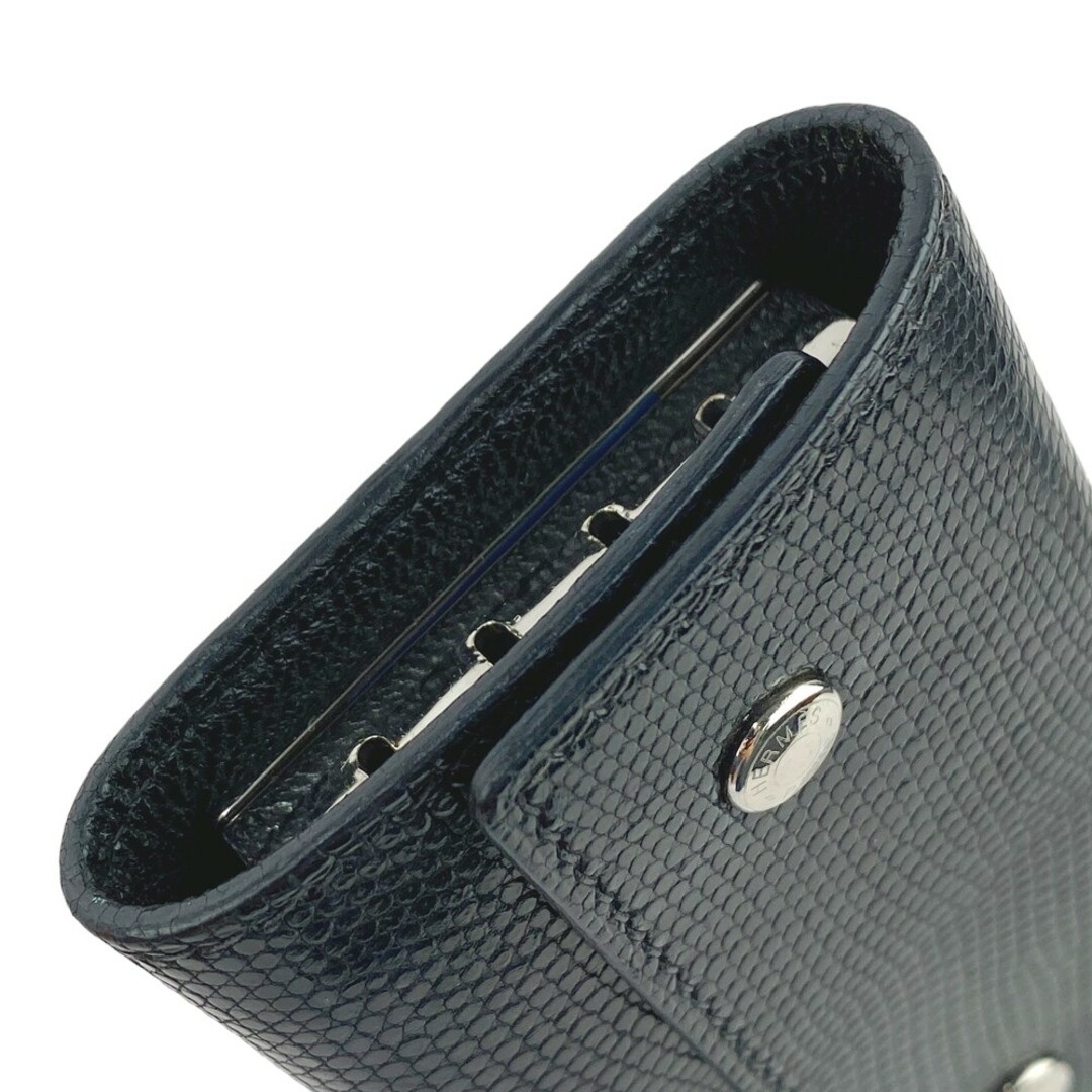 □美品□ エルメス セリエ エテュイクレ4 キーケース 4連 リザード 黒 F刻