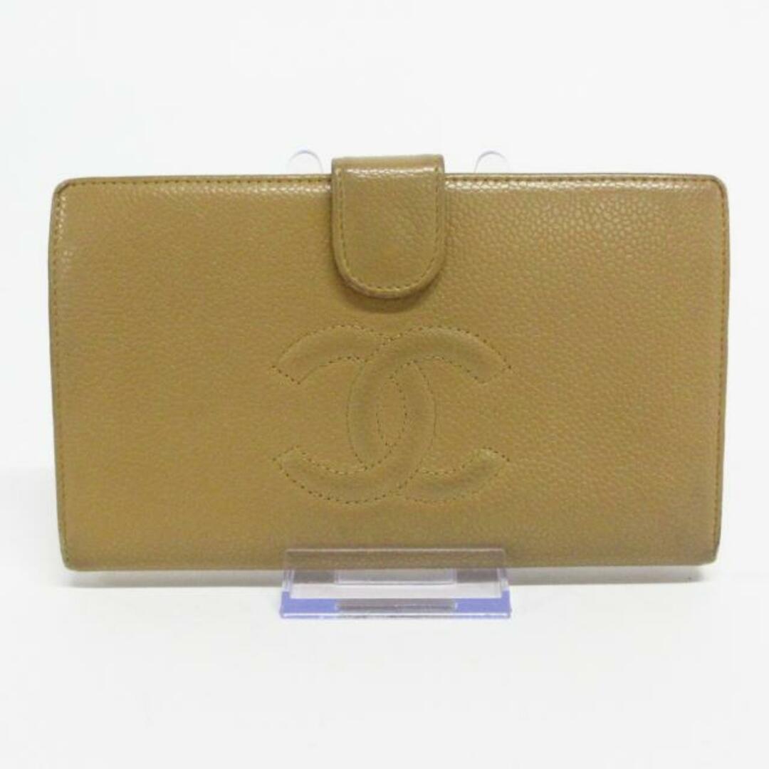 CHANEL(シャネル) 長財布 - ベージュ ココマーク/がま口 キャビアスキン
