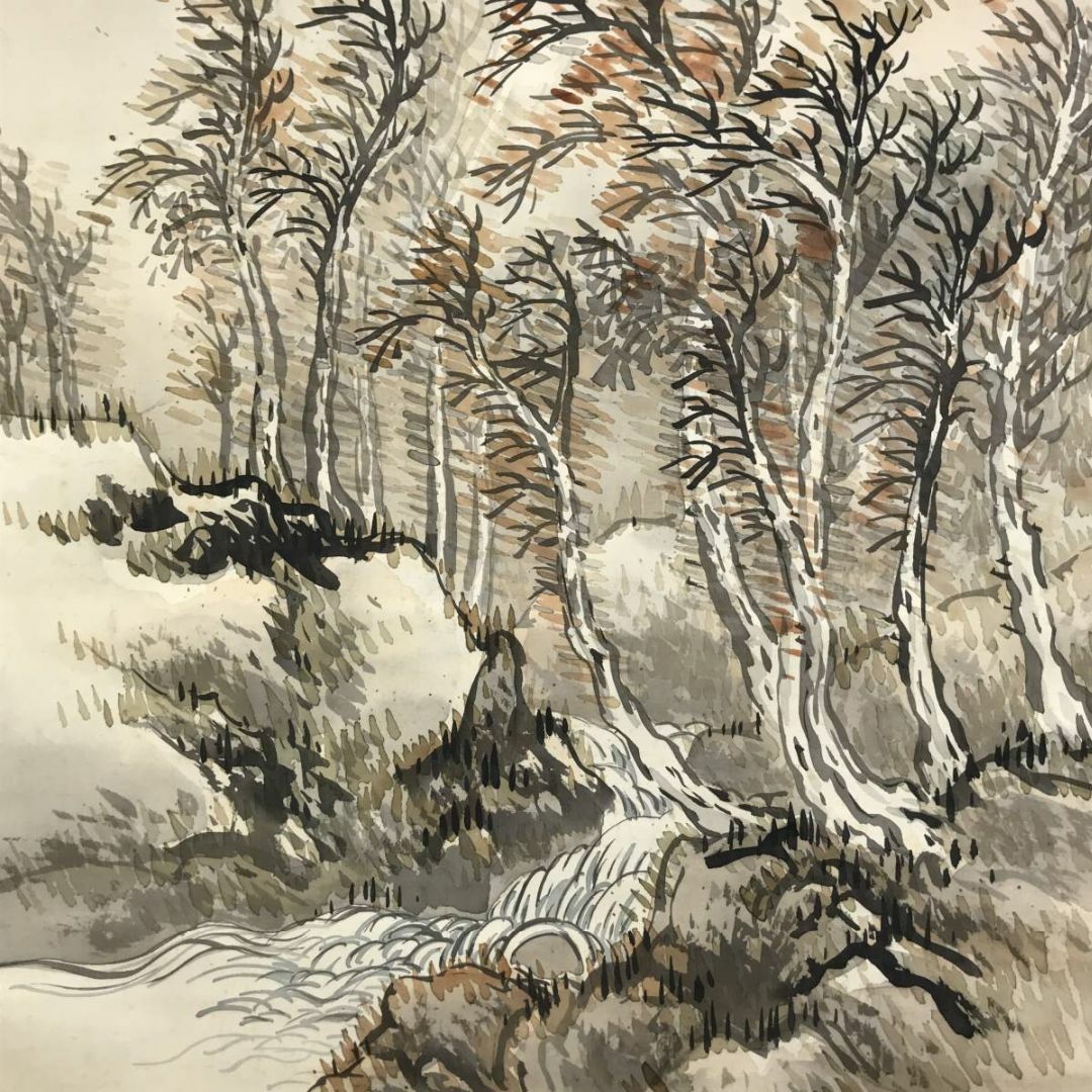 真作/山下青城/渓山早春/山水図/掛軸☆宝船☆AD-321