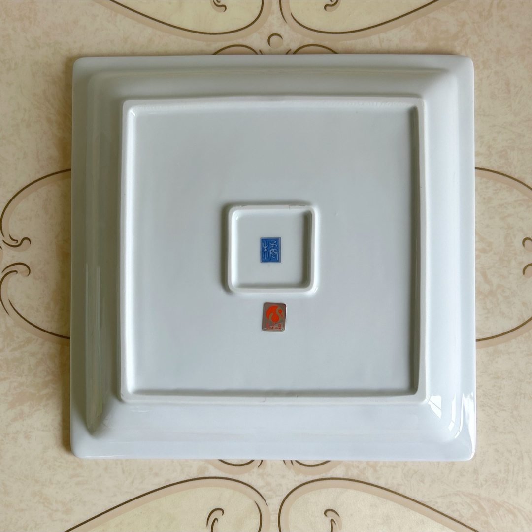 希少品【源右衛門窯・古伊万里】赤絵花鳥文角皿 （1枚） 希少品【源右衛門