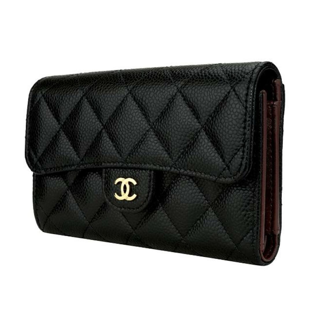 ❤️CHANEL 二つ折り財布 ブラック レザー 【公式通販】